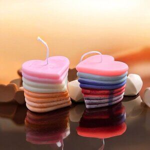 Heart-Shaped ✦ Soy Wax Candles ✦ Purification Scent Ritual Pair Handmade NWT